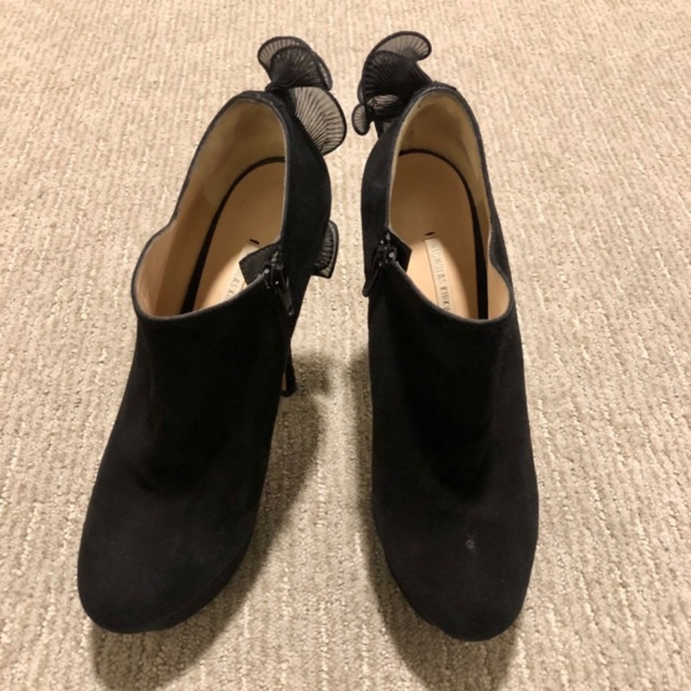 Suede Platform Booties with Ruffles - Picture 2 of 8